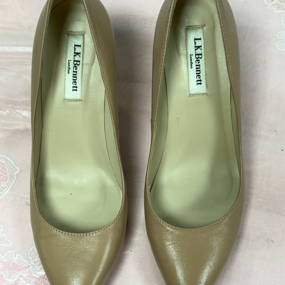 L.K.Bennett London-Women-6504/0517-Tan Leather heel Dress shoes.US Sz-7/Eur-38-S